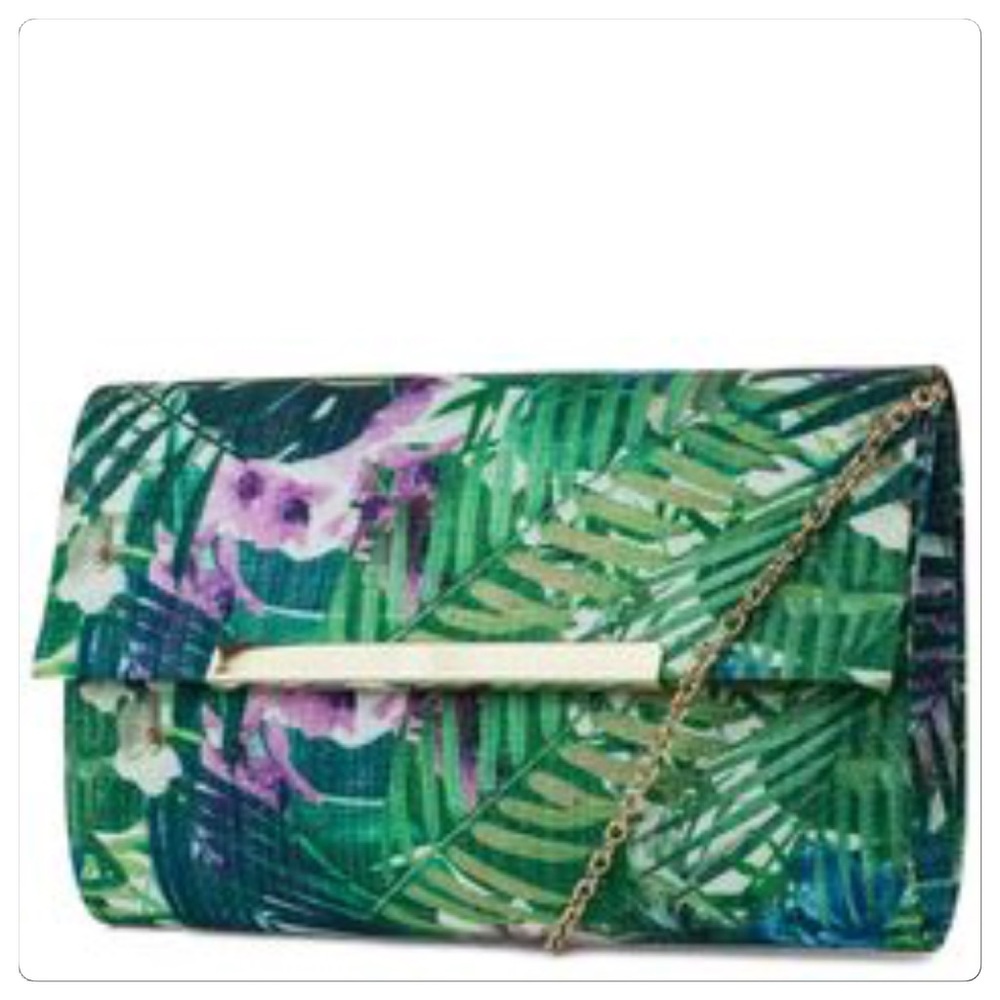 NWT, Jessica Mcclintock Cecilia Palm Print Clutch!
